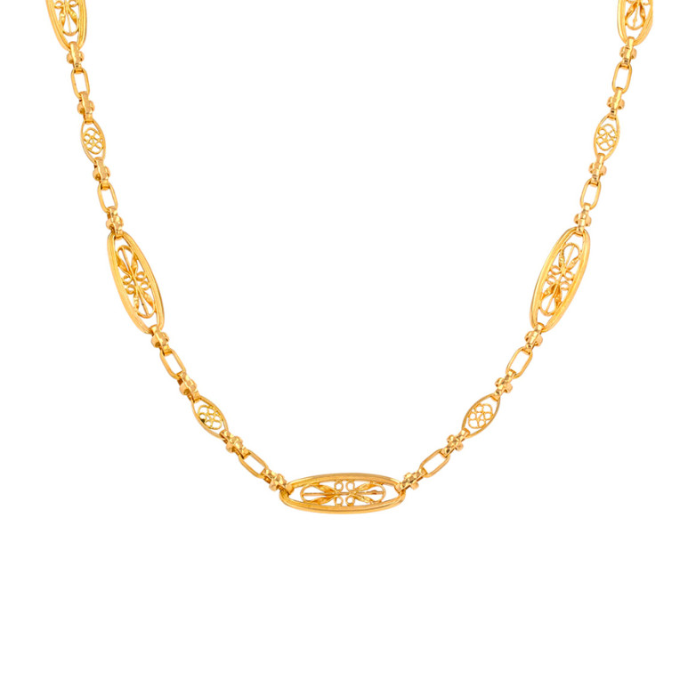 Collier vintage maille filigrane or jaune 22.78g Comme neuf -  reconditionné disponible sur Gemme Les Bijoux